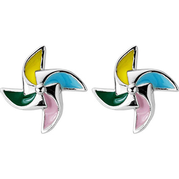 Colorful Windmill 925 Sterling Silver Studs Earrings