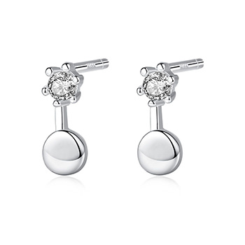 Sweet Cubic Zirconia Round 925 Sterling Silver Studs Earrings