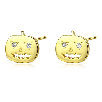 Halloween Pumpkin 925 Sterling Silver Studs Earrings