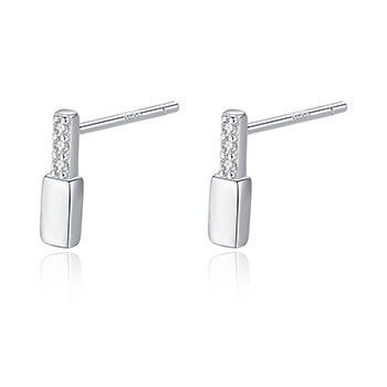 Casual Cubic Zirconia Rectangle 925 Sterling Silver Dangling Earrings