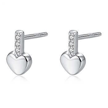 Casual Heart Cubic Zirconia 925 Sterling Silver Dangling Earrings