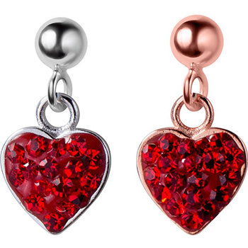 Honey Moon Red Cubic Zirconia Heart 925 Sterling Studs Earrings