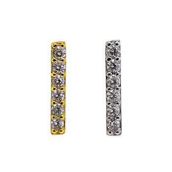 Cubic Zirconia Square Strip Solid 925 Silver Stud Earrings