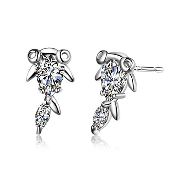 Sweet Cubic Zirconia Goldfish 925 Silver Stud Earrings