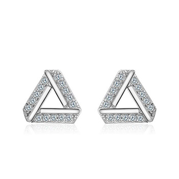 Triangle Cubic Zirconia 925 Sterling Silver Stud Earrings