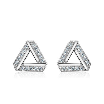 Triangle Cubic Zirconia 925 Sterling Silver Earrings