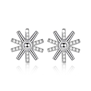 Sun Flower White / Rose Micro Setting 925 Silver Stud Earring