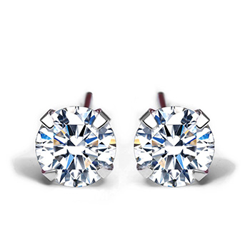 Cubic Zirconia 925 Sterling Silver Round Stud Earrings