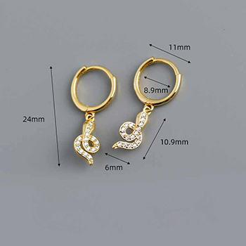 Fashion CZ Snake Shape 925 Sterling Silver Hoop Earrings