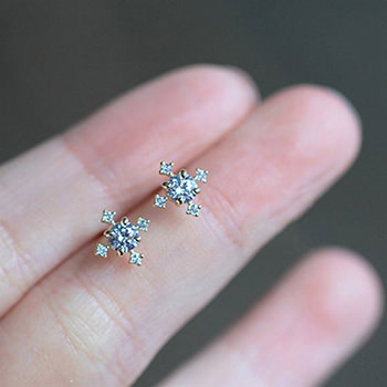 Mini Cubic Zirconia Shining Star 925 Sterling Silver Stud Earrings