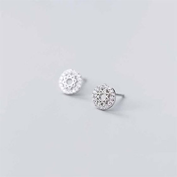 CZ Hollow Star Round Button 925 Sterling Silver Stud Earrings