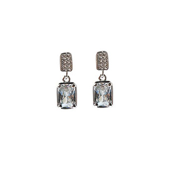 Office CZ Geometry Rectangle 925 Sterling Silver Dangling Earrings