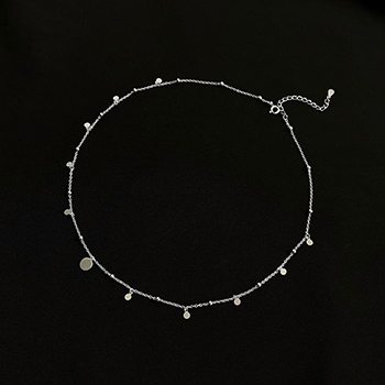 Holiday Round Disc Beads 925 Sterling Silver Choker Necklace