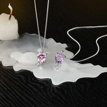 Women Dissolved Fading CZ Heart 925 Sterling Silver Necklace