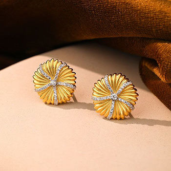 Women CZ Cross Sunflowers 925 Sterling Silver Stud Earrings