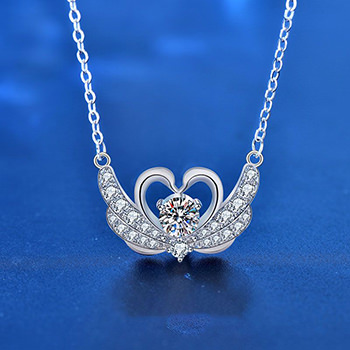 Moissanite CZ Swan 925 Sterling Silver Necklace