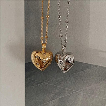 Casual CZ Heart Gift 925 Sterling Silver Necklace