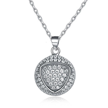 Cute CZ Triangle Round Ball 925 Sterling Siver Necklace