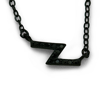 Black Flash 925 Sterling Silver CZ Necklace