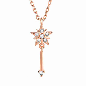 CZ Star Wishing Stick 925 Sterling Silver Necklace