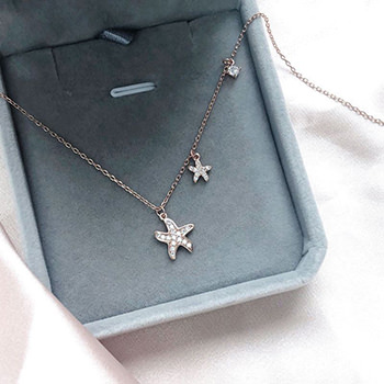 CZ Starfish 925 Sterling Silver Necklace