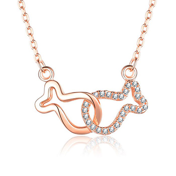 CZ Kiss Fish 925 Sterling Silver Necklace