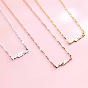 Hot CZ Irregular Stick 925 Sterling Silver Necklace