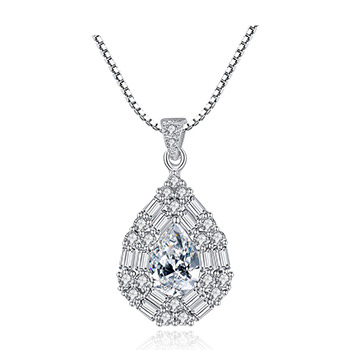 Beautiful CZ Waterdrop 925 Sterling Silver Necklace