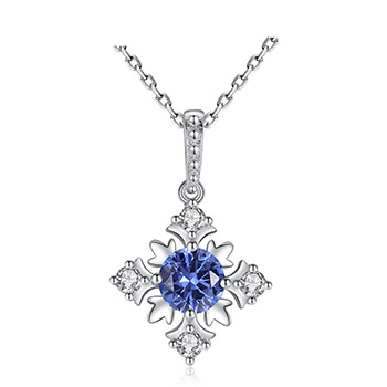 Elegant CZ Snowflake 925 Sterling Silver Necklace