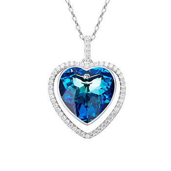 Austrian Crystal Heart Of Sea CZ 925 Silver Necklace