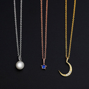 Moon Star 925 Sterling Silver Blue Shell Pearl Necklace