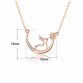 CZ Moon Snowflake Elk 925 Sterling Silver Necklace