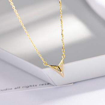 Geometry CZ Solid Triangle 925 Sterling Silver Necklace