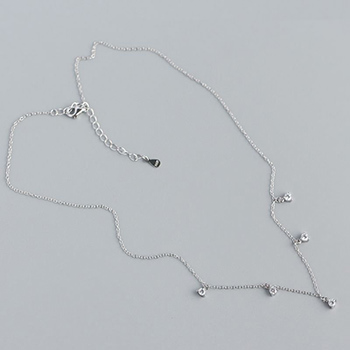 Elegant Geometry Round CZ Tassels 925 Sterling Silver Necklace