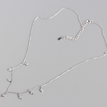 Elegant Geometry Rhombus CZ 925 Sterling Silver Necklace