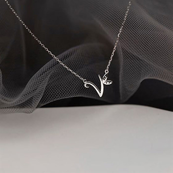 Friend's CZ Sprouting Bud 925 Sterling Silver Necklace