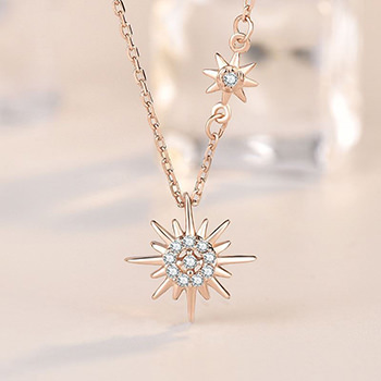 Beautiful CZ Sunflower 925 Sterling Silver Necklace