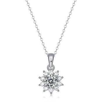 Sweet Moissanite CZ Snowflake  925 Sterling Silver Necklace