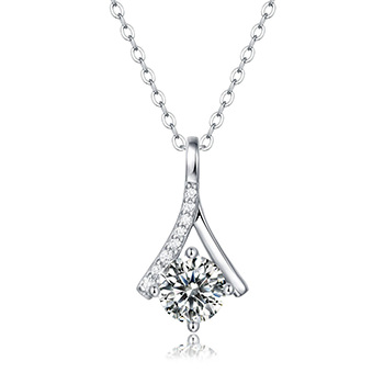 Party Moissanite CZ V Letter 925 Sterling Silver Necklace