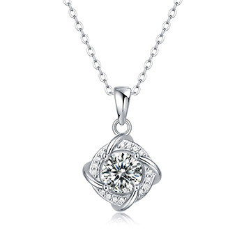 Elegant Moissanite CZ Rhombus 925 Sterling Silver Necklace