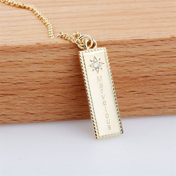 Marvelous Letters Rectangle Tag CZ 925 Sterling Silver Necklace