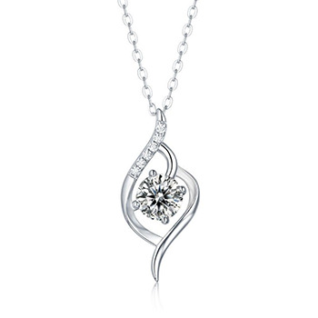 Wedding Round Moissanite CZ Heart 925 Sterling Silver Necklace