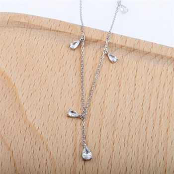 Girl CZ Waterdrops 925 Sterling Silver Necklace