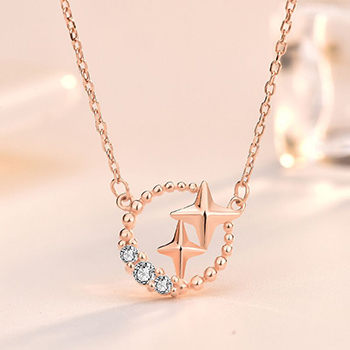 Sweet CZ Meteor Star 925 Sterling Silver Necklace