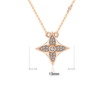 Casual CZ Quadrangular Star 925 Sterling Silver Necklace