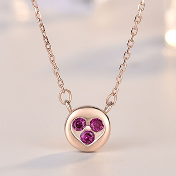 Hot Mini Pink CZ Heart 925 Sterling Silver Necklace