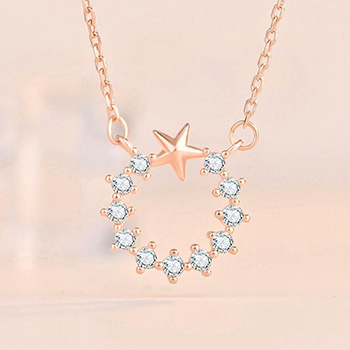 Beautiful Star CZ Garland 925 Sterling Silver Necklace