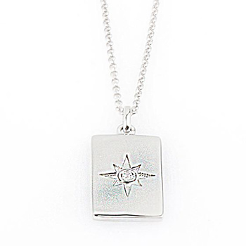 Geometry CZ Starlight Rectangle 925 Sterling Silver Necklace