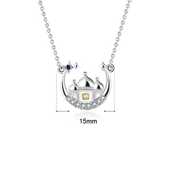 Women CZ Star Moon Castle 925 Sterling Silver Necklace