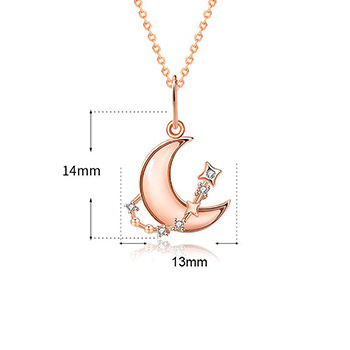 Women Shell Crescent Moon CZ 925 Sterling Silver Necklace